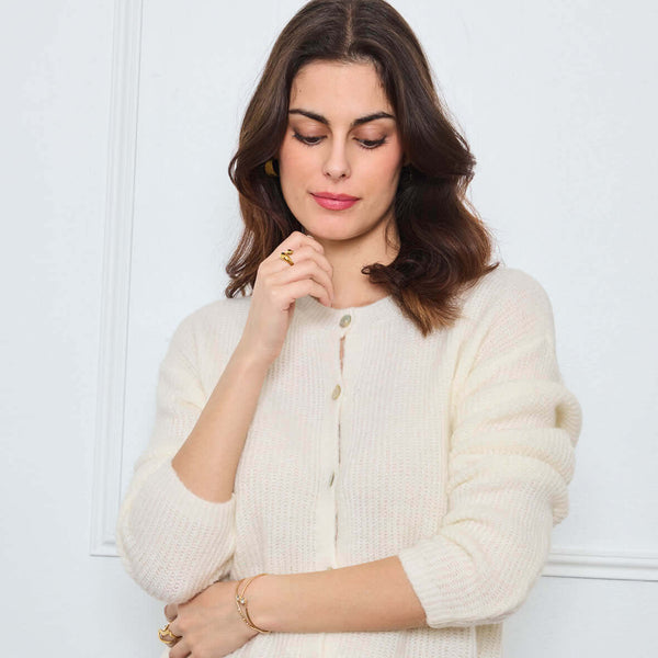 CARDIGAN COL ROND AVELINE BLANC - André