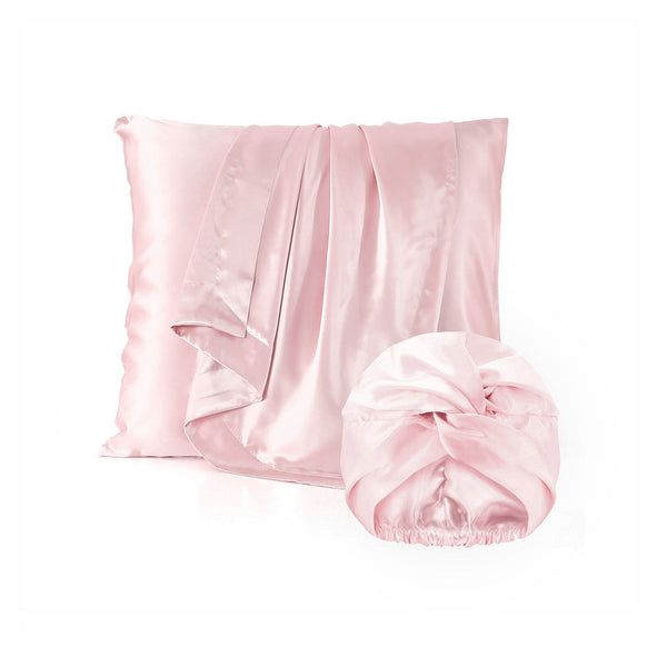 Taie d’oreiller + bonnet de nuit en soie - Lunéia Rose clair - PACK EN SOIE
