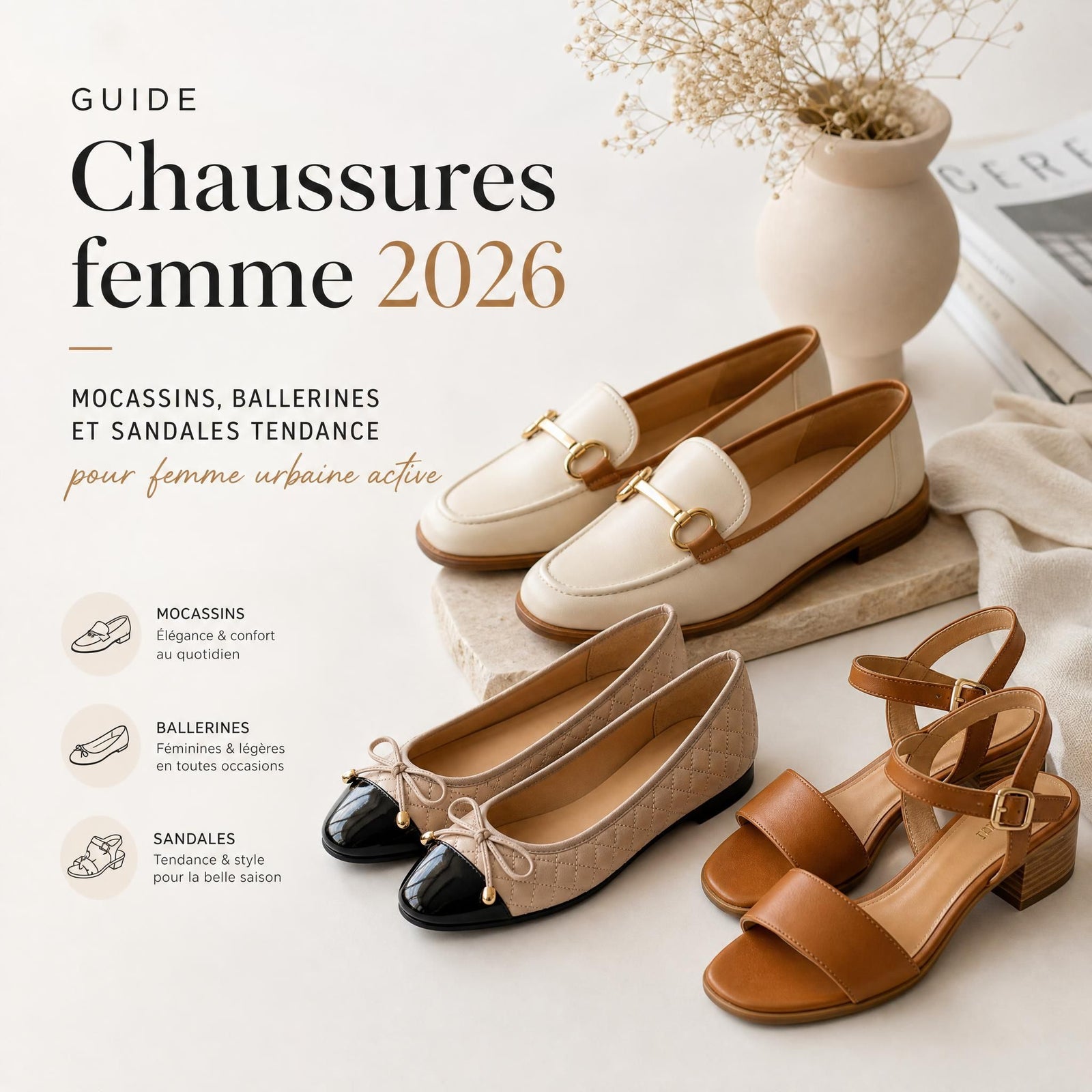 Mocassins, ballerines, sandales : quelles chaussures femme choisir en 2026 pour être stylée et à l'aise au quotidien ?