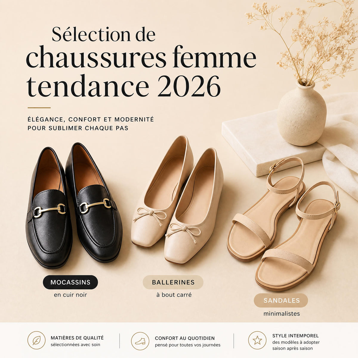 Quels mocassins, ballerines et sandales femme choisir pour être stylée et confortable au bureau en 2026 ?