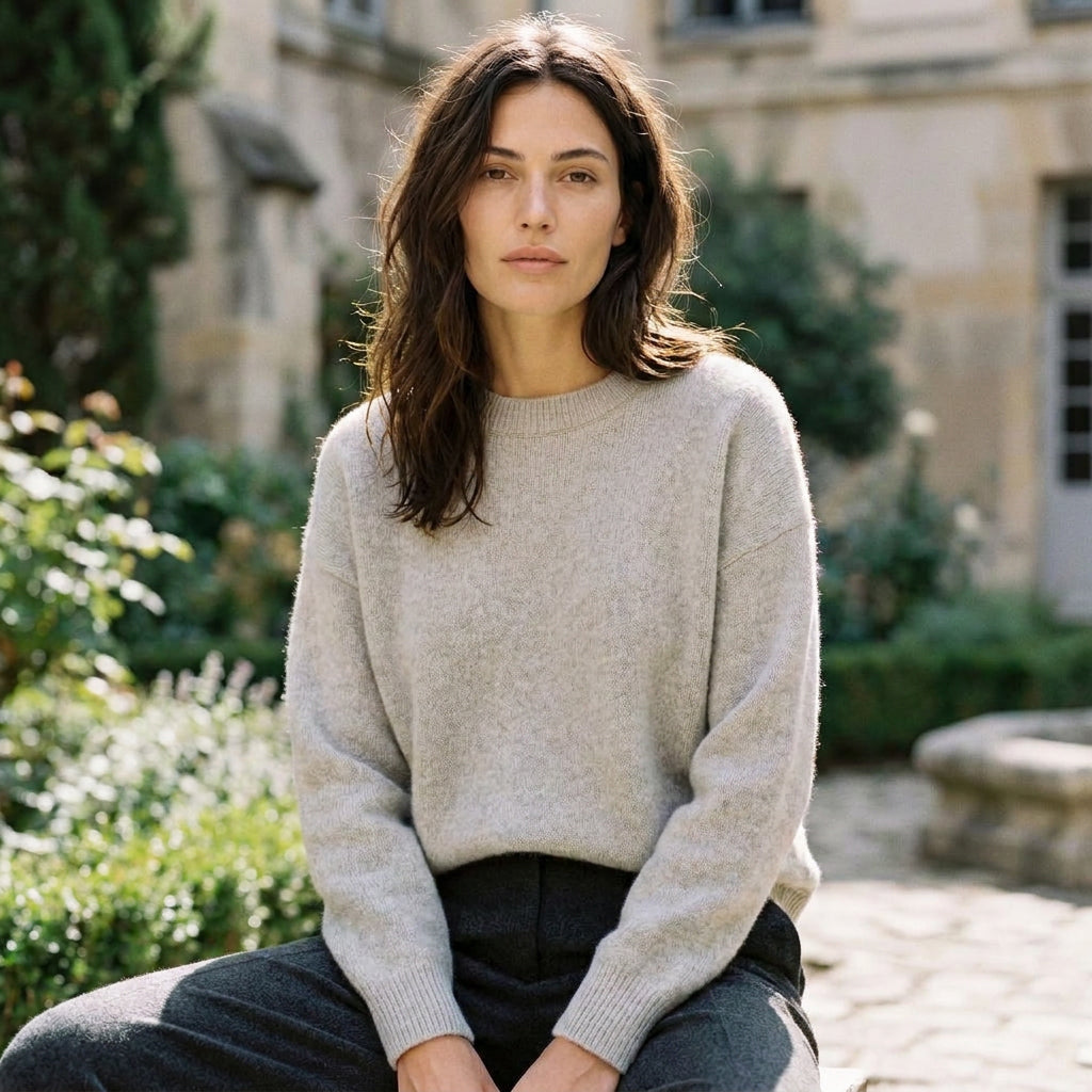ADALINE - 100% LAINE - GRIS CLAIR - TU - PULL
