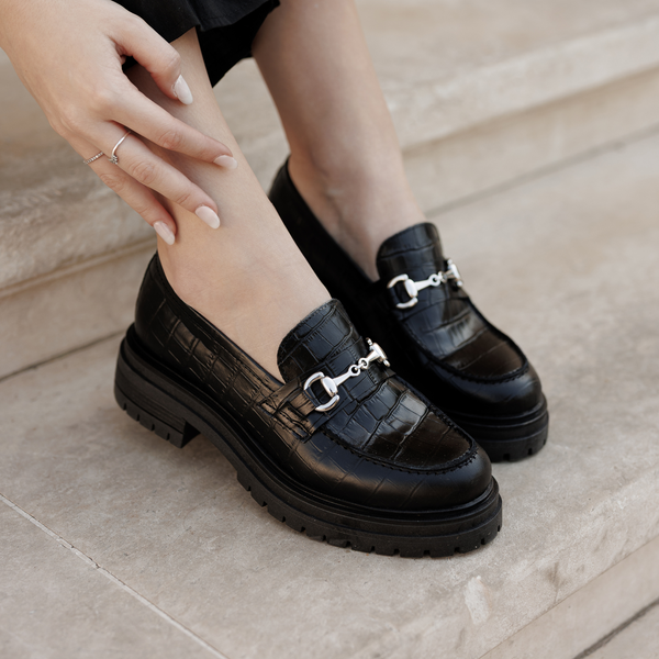 ANTONIS NOIR CROCO - MOCASSIN
