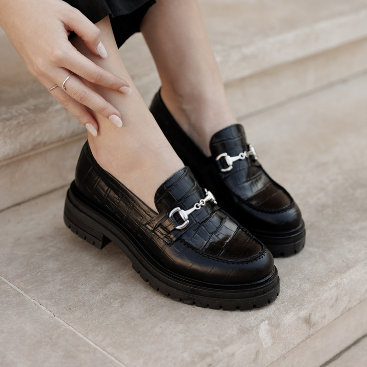 ANTONIS NOIR CROCO - MOCASSIN