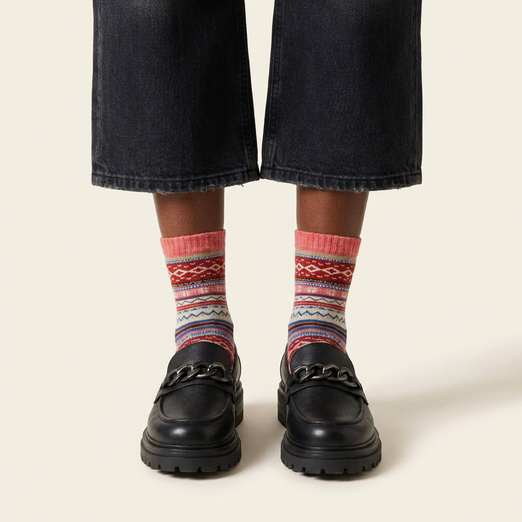 Chaussettes en laine Aztèques - Multico rouge