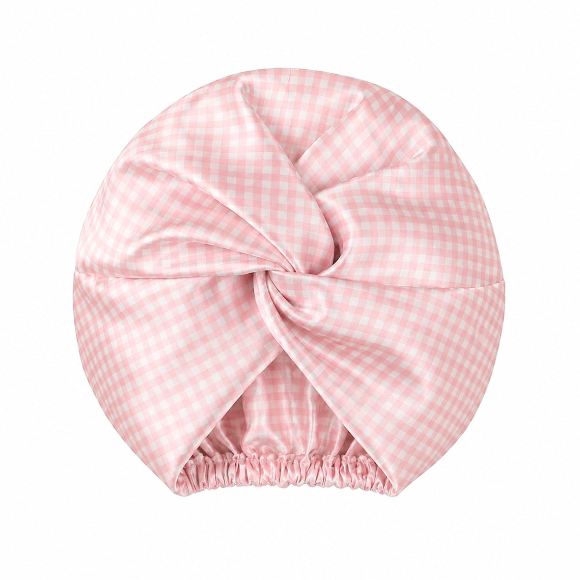 Silk sleep bonnet - Soléa Gingham pink