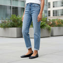 André black leather square-toe ballet flats with a pull tab at the heel for easy wear.