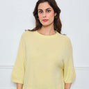 PULL COL ROND AVEC MANCHES 3/4 LOUIE JAUNE POUSSIN - André