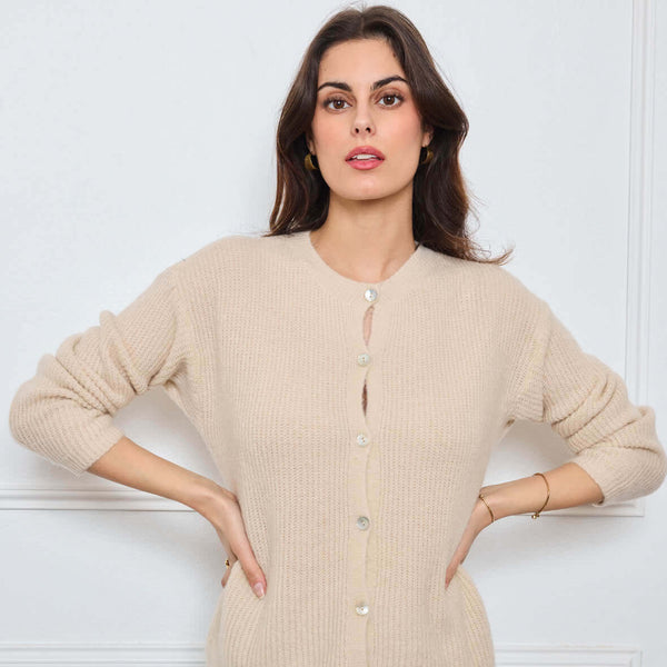 CARDIGAN COL ROND AVELINE BEIGE - André