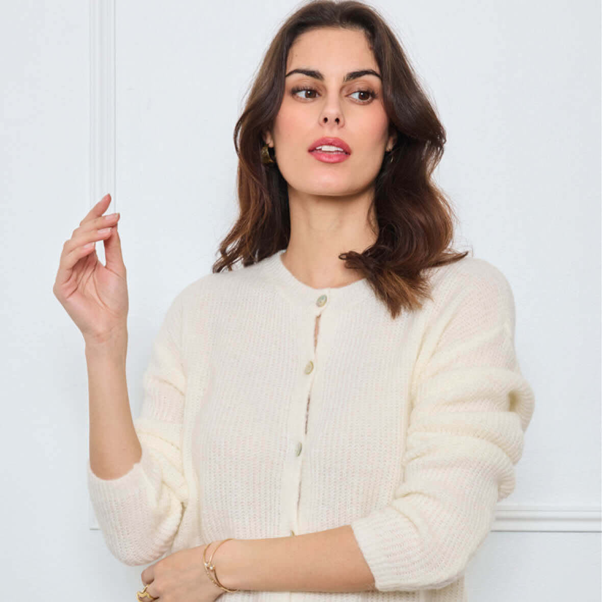 CARDIGAN COL ROND AVELINE BLANC - André