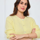 CARDIGAN COL ROND AVELINE JAUNE POUSSIN - André