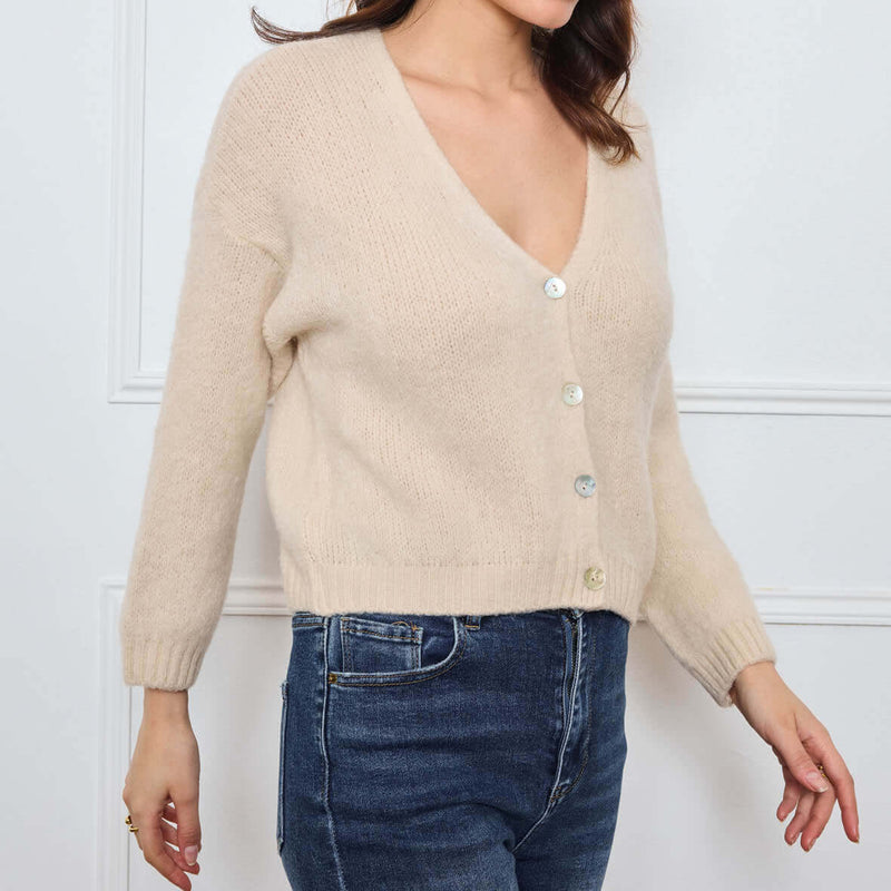 CARDIGAN COL V GLORIA BEIGE - André