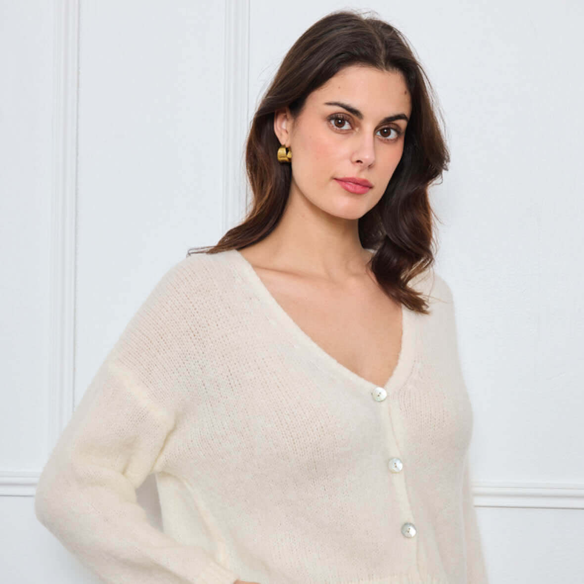 CARDIGAN COL V GLORIA BLANC - André