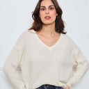 PULL COL V OPALINE BLANC - André