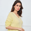 PULL COL V OPALINE JAUNE POUSSIN - André