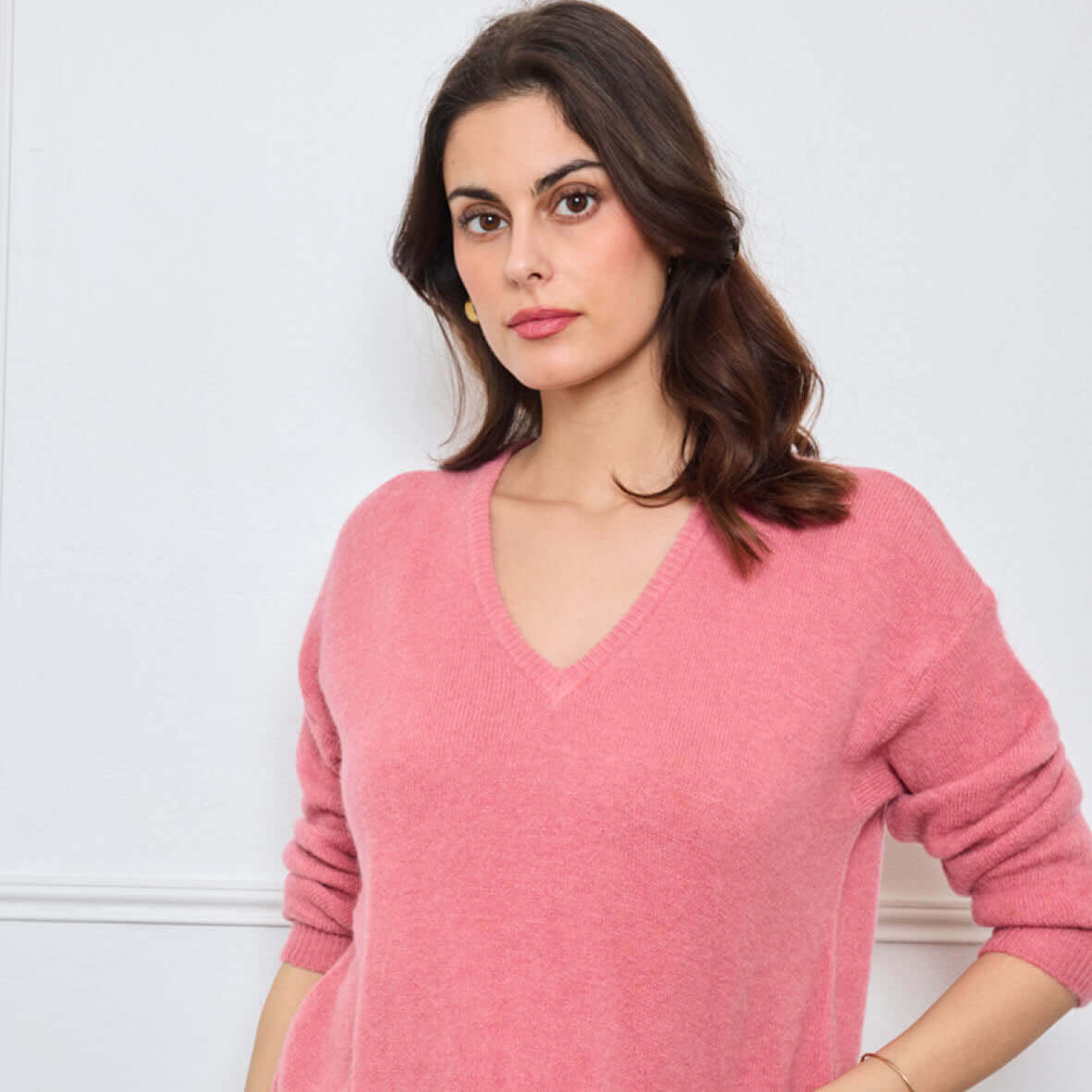PULL COL V OPALINE ROSE - André