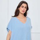 PULL COL V OVERSIZED SANS MANCHES MILIE BLEU CLAIR - André
