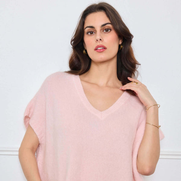 PULL COL V OVERSIZED SANS MANCHES MILIE ROSE CLAIR - André