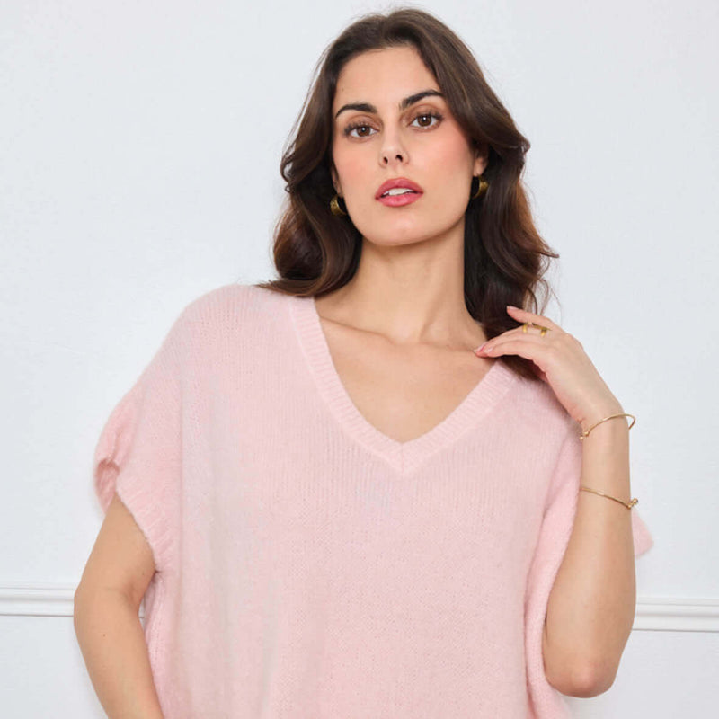 PULL COL V OVERSIZED SANS MANCHES MILIE ROSE CLAIR - André