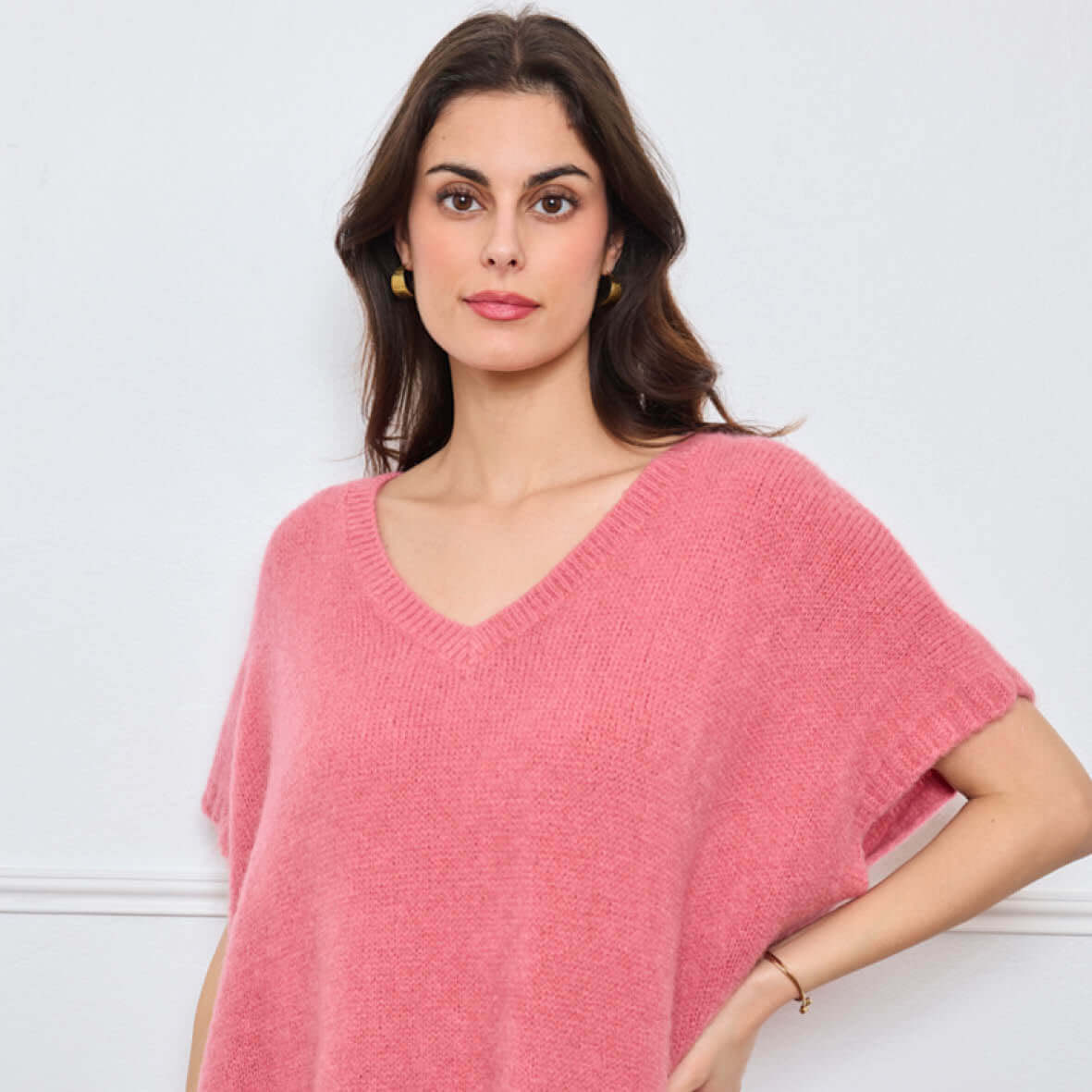 COL V OVERSIZED SANS MANCHES MILIE ROSE