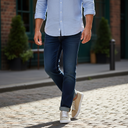 André beige canvas low-top sneakers with white laces and white rubber sole.