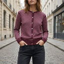 DOROTHEE - MELANGE LAINE ET CACHEMIRE - BORDEAUX / ROSE - TU - GILET