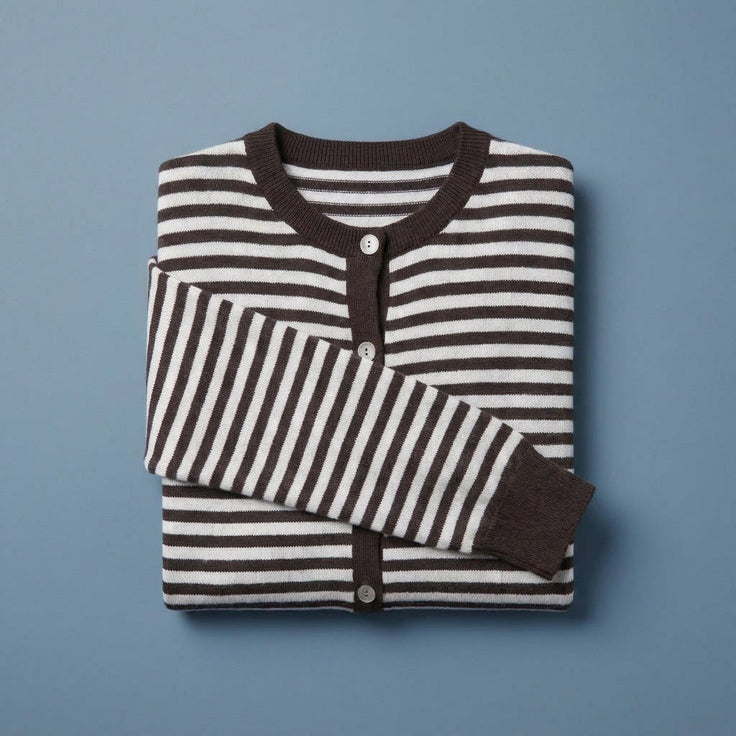 DOROTHEE - MELANGE LAINE ET CACHEMIRE - CHOCOLAT / BLEU CIEL - TU - GILET