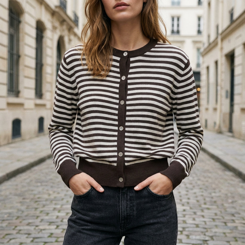 DOROTHEE - MELANGE LAINE ET CACHEMIRE - CHOCOLAT / BLEU CIEL