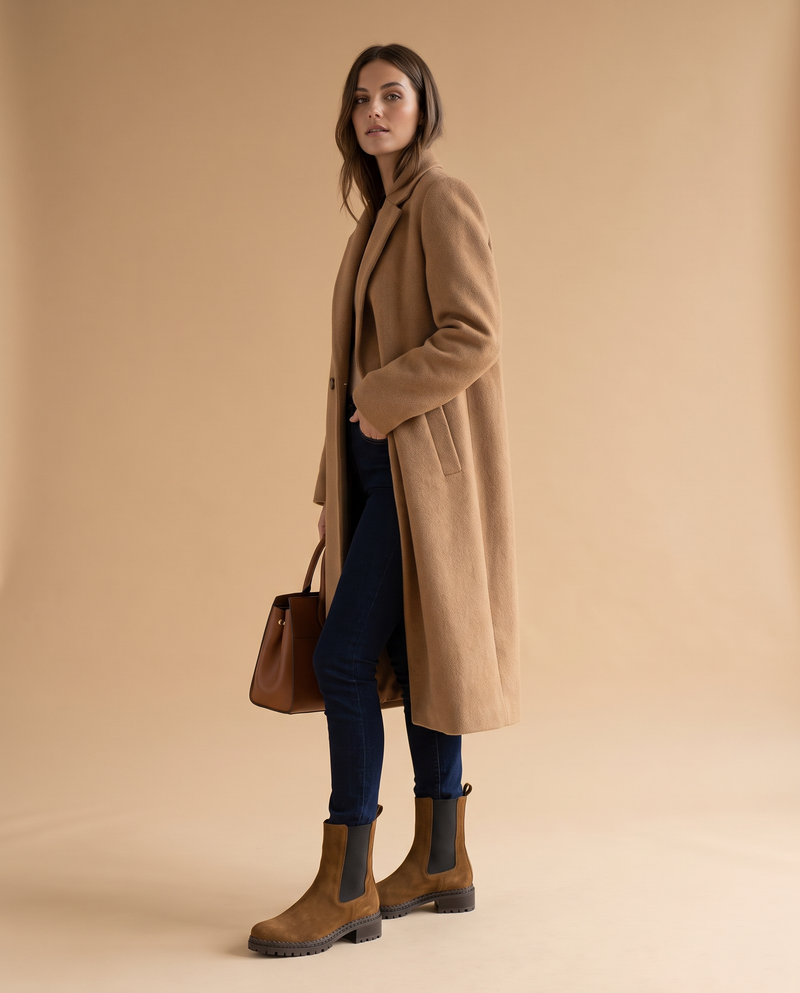 Boots GRAAL camel portées, silhouette complète
