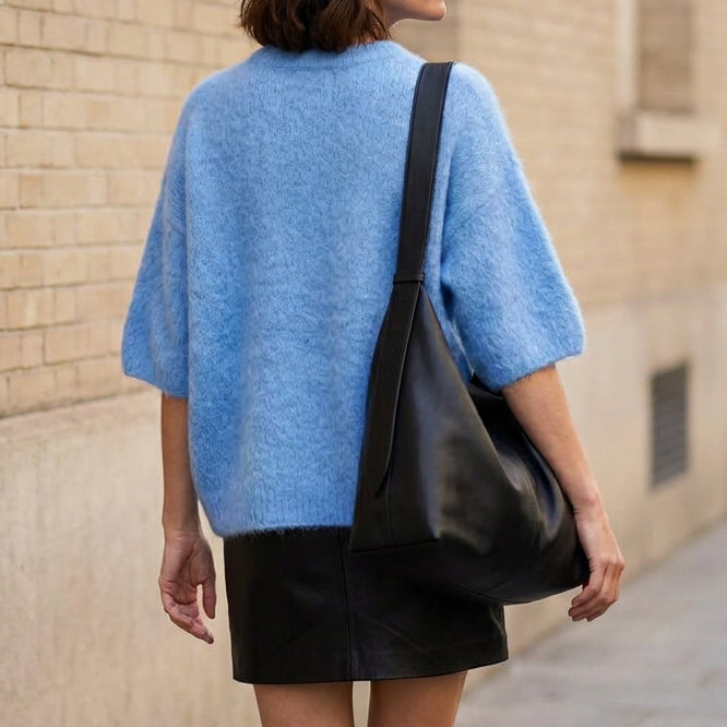GRAZIELLA - KID MOHAIR MELANGE - BLEU CIEL - TU - PULL