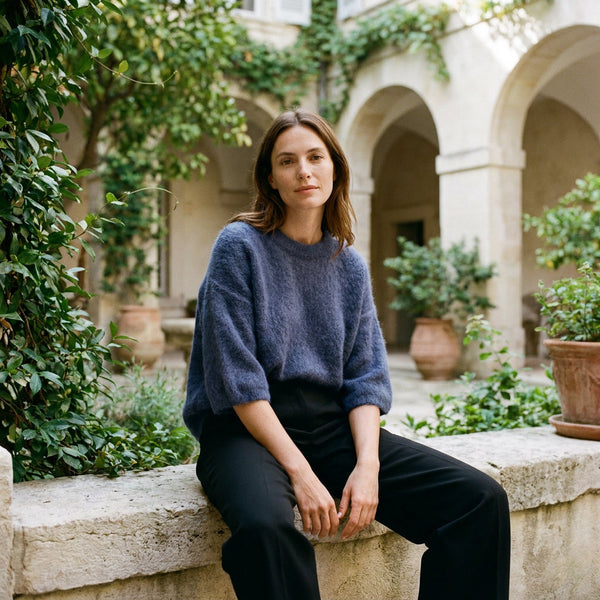 GRAZIELLA - KID MOHAIR MELANGE - MARINE - TU - PULL