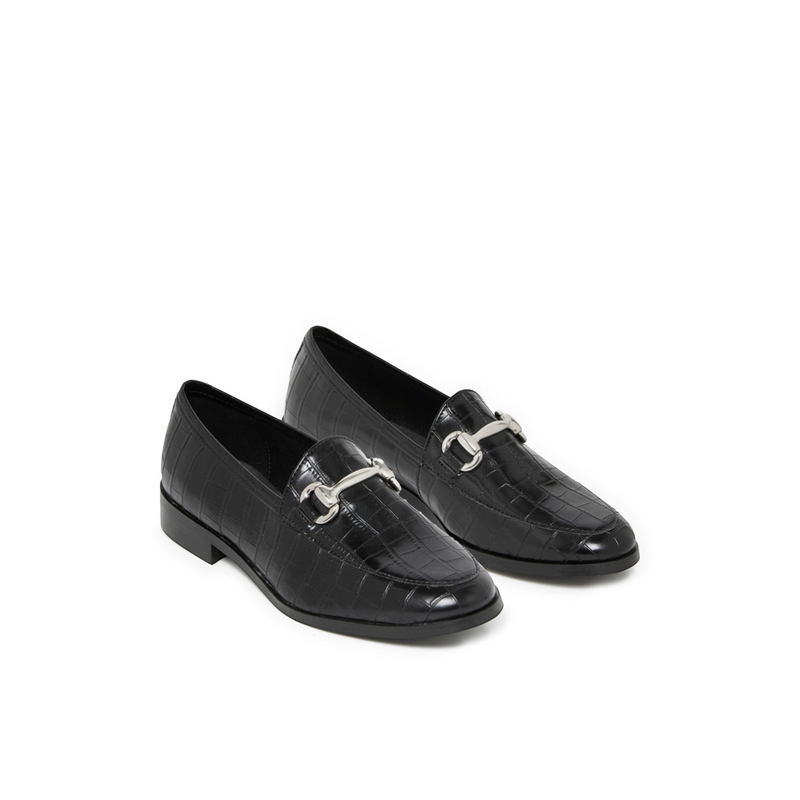 ILYANE NOIR CROCO - MOCASSIN