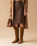 Botte INGRID camel portée, silhouette complète