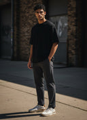 André Ladol II beige and camel suede, leather, and mesh running sneakers with a white accent.