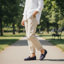 André navy blue suede leather women's loafers with a pleated detail on the vamp.