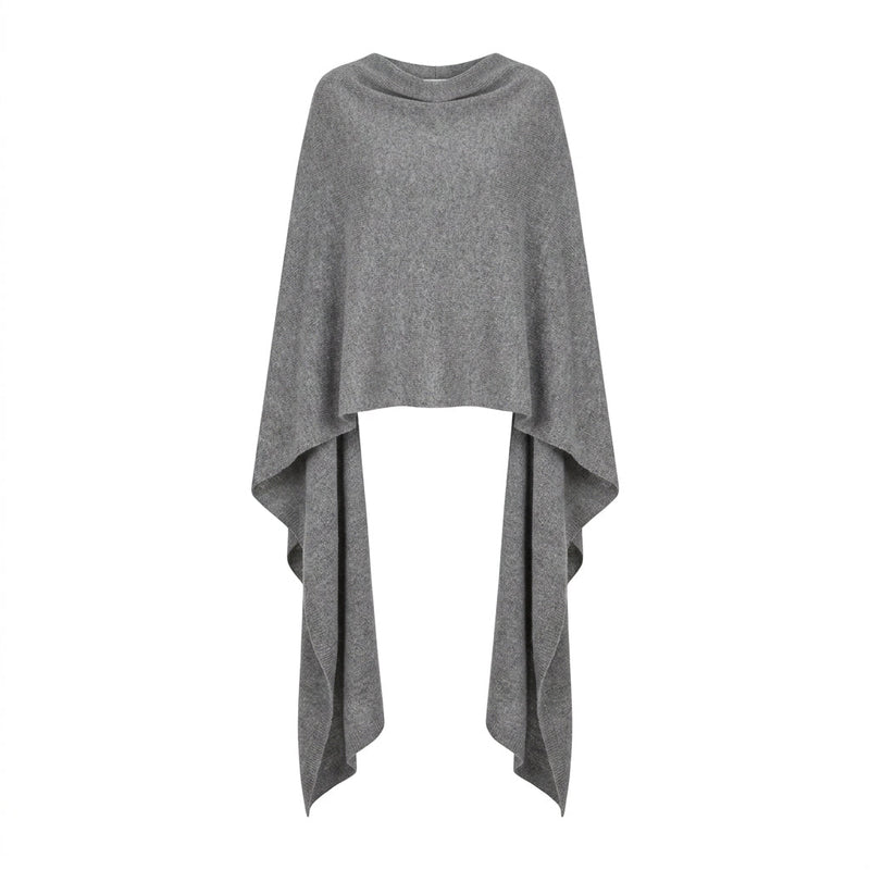 MARGUERITE - MELANGE LAINE ET CACHEMIRE - GRIS - TU - PONCHO
