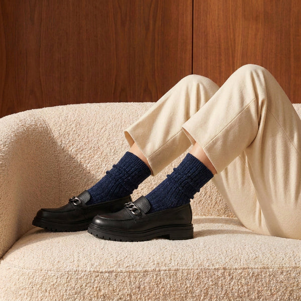 Chaussettes en laine Mélange - Bleu marine