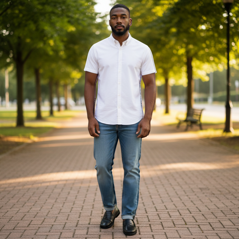 André NAYPORT Noir black smooth leather penny loafers for men with a refined design and comfortable fit.