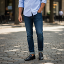 André men's black smooth leather penny loafer dress shoes with a sleek, timeless design.