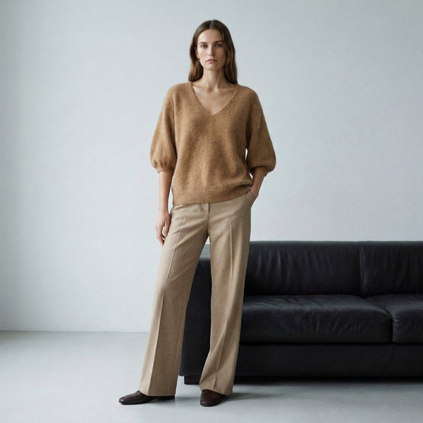 QUIETUDE - BABY ALPAGA MELANGE - CAMEL - TU - PULL