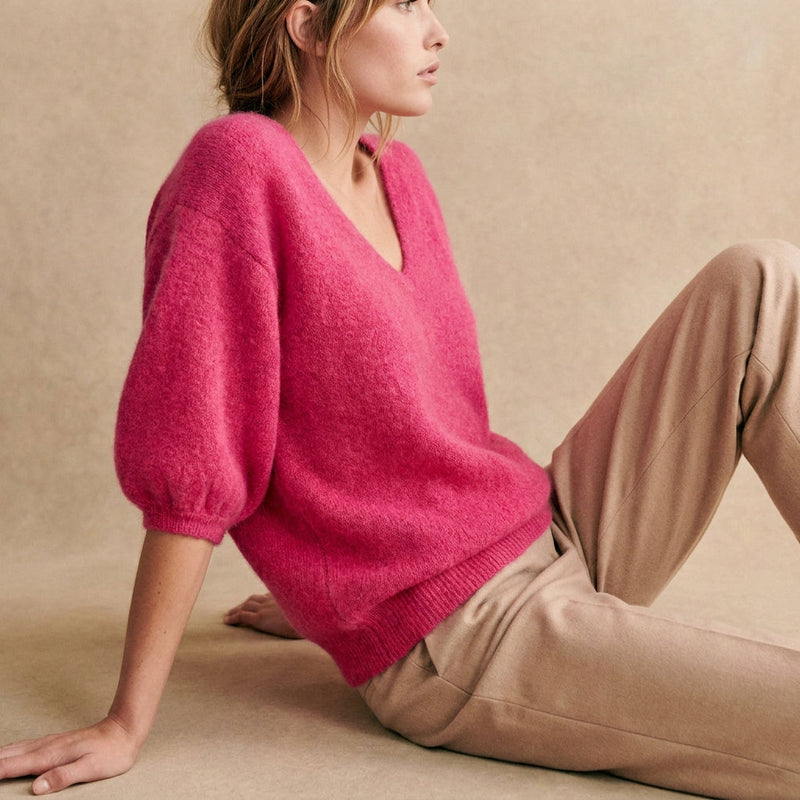 QUIETUDE - BABY ALPAGA MELANGE - FUCHSIA - TU - PULL