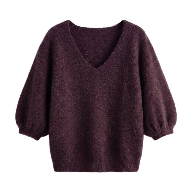 QUIETUDE - BABY ALPAGA MELANGE - PRUNE - TU - PULL