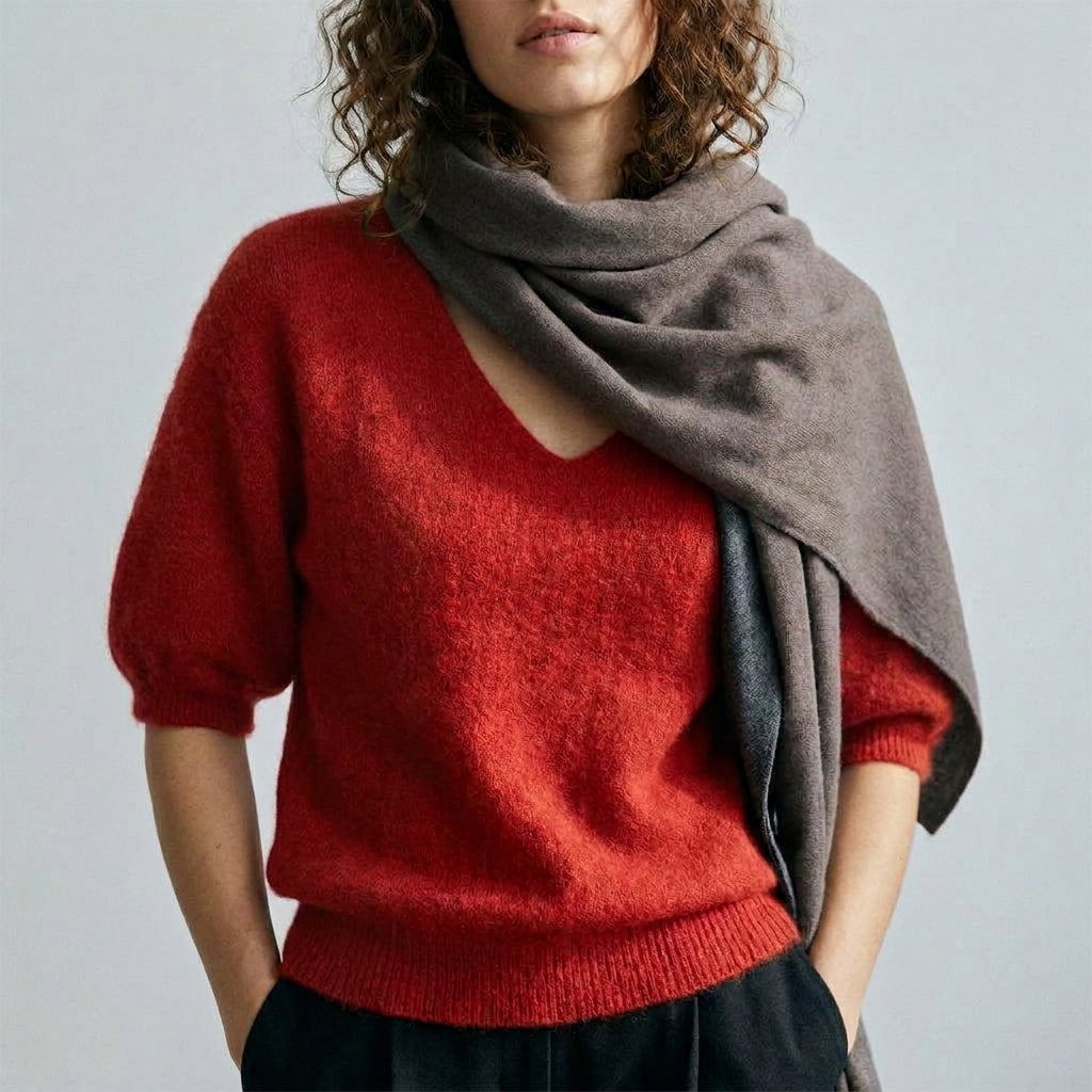 QUIETUDE - BABY ALPAGA MELANGE - ROUGE - TU - PULL