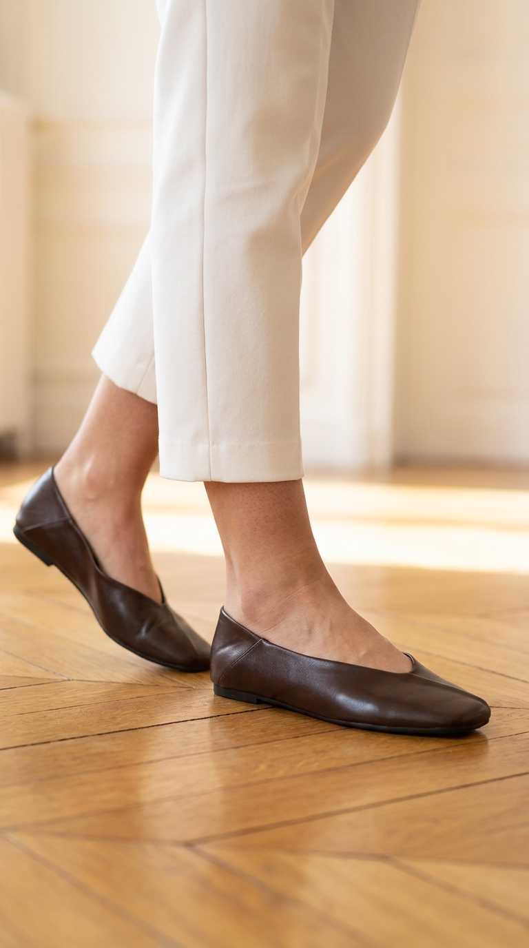 RENATE marron ballerine portée - André