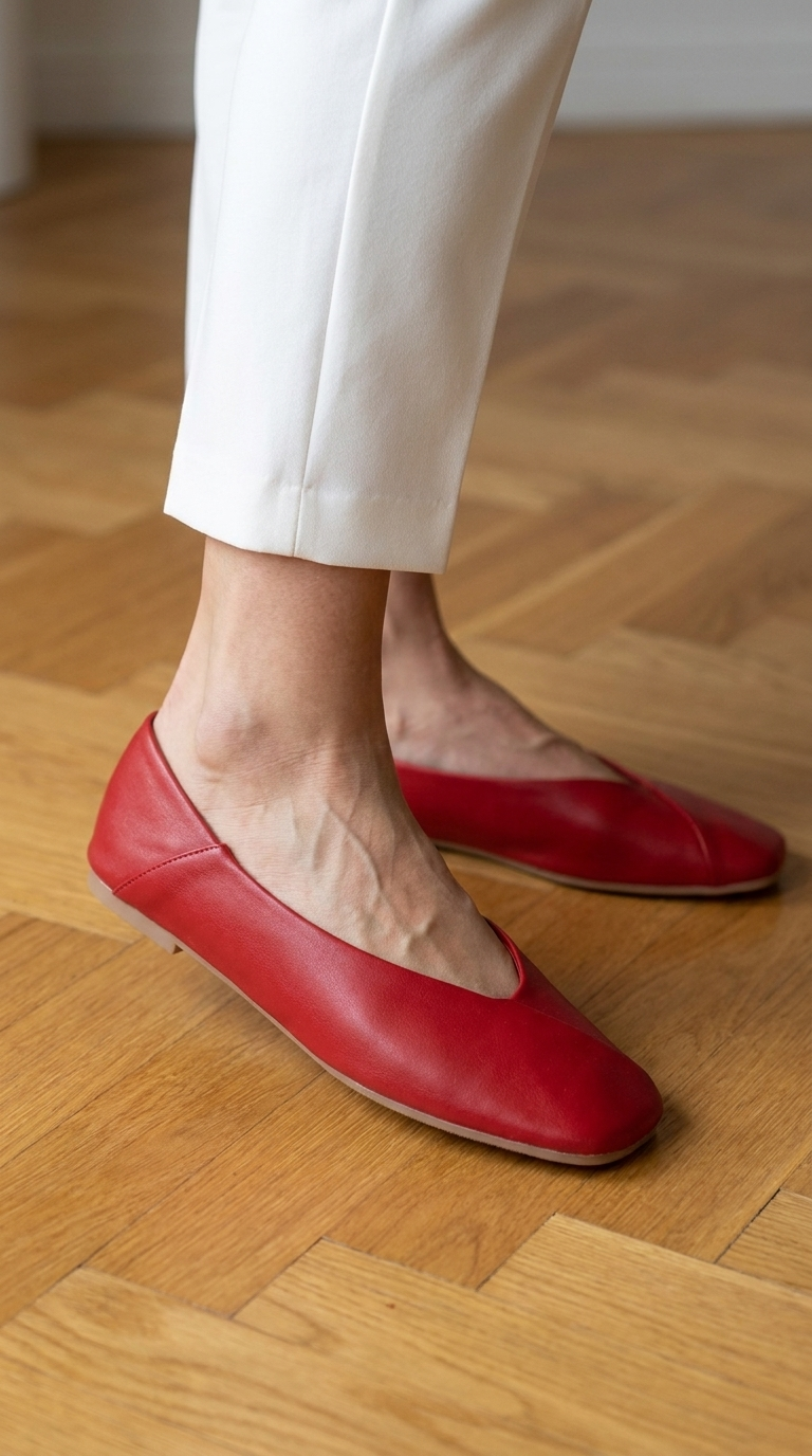 RENATE rouge ballerine portée - André