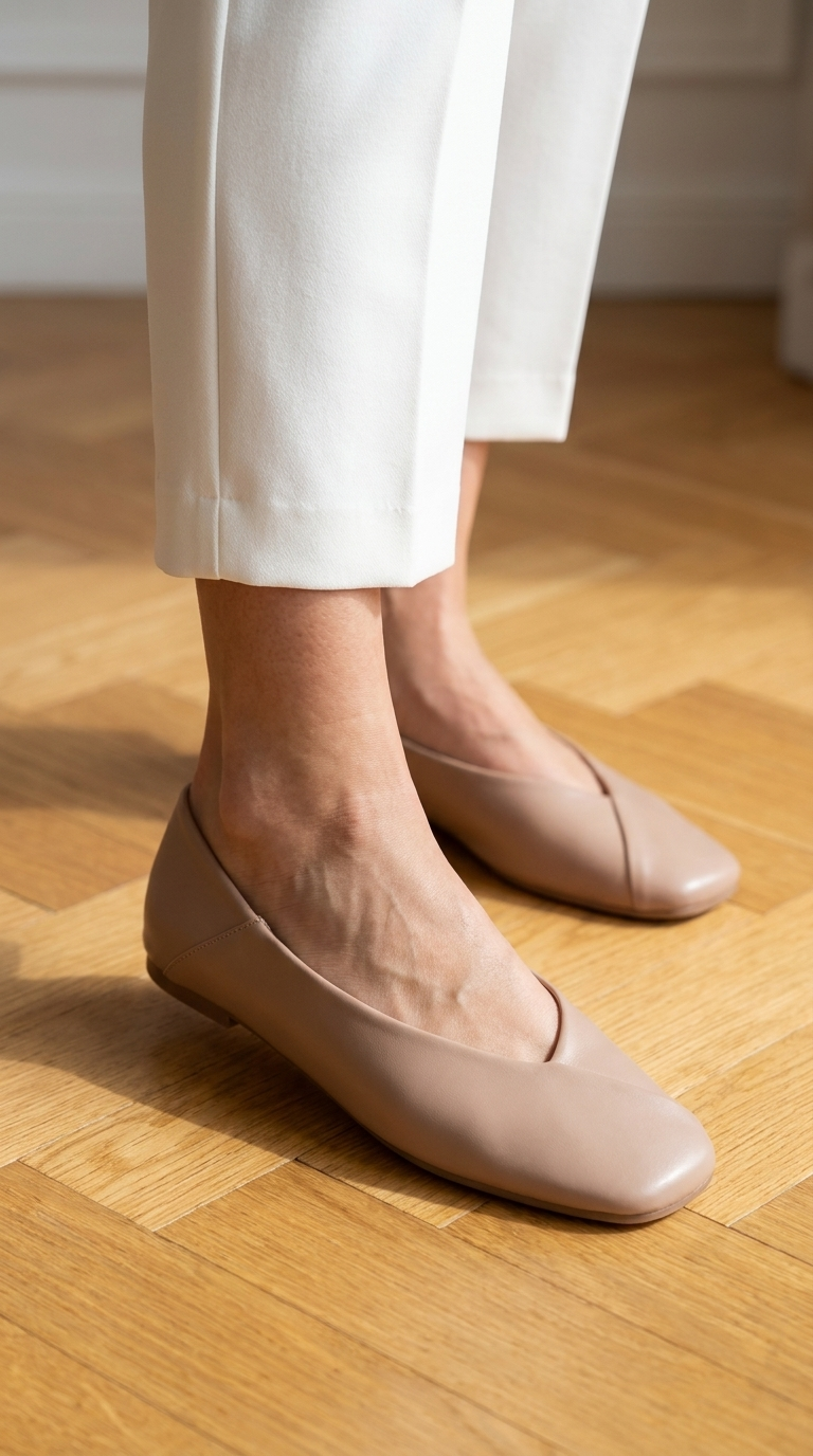 RENATE taupe ballerine portée - André