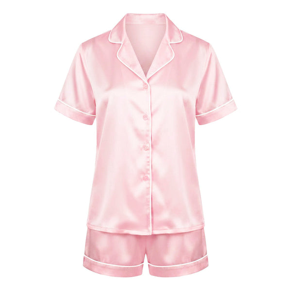 Set de pyjama court en soie - Maëlla Rose clair - Set de pyjama court