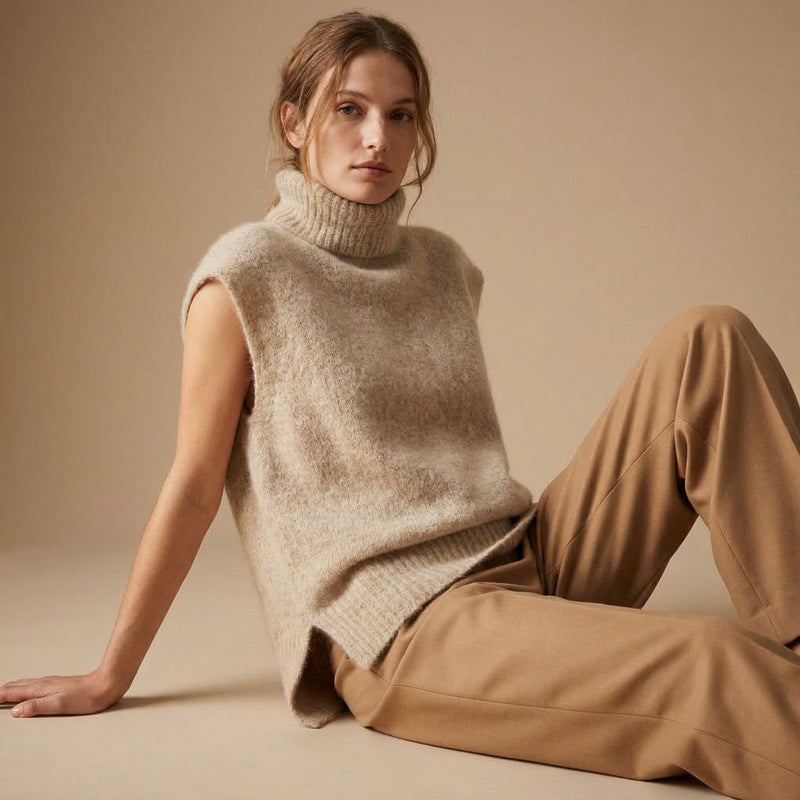 SOLENNE - MELANGE KID MOHAIR ET LAINE - BEIGE - TU - PULL