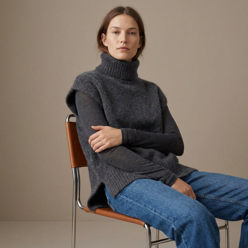 SOLENNE - MELANGE KID MOHAIR ET LAINE - GRIS FONCE - TU - PULL
