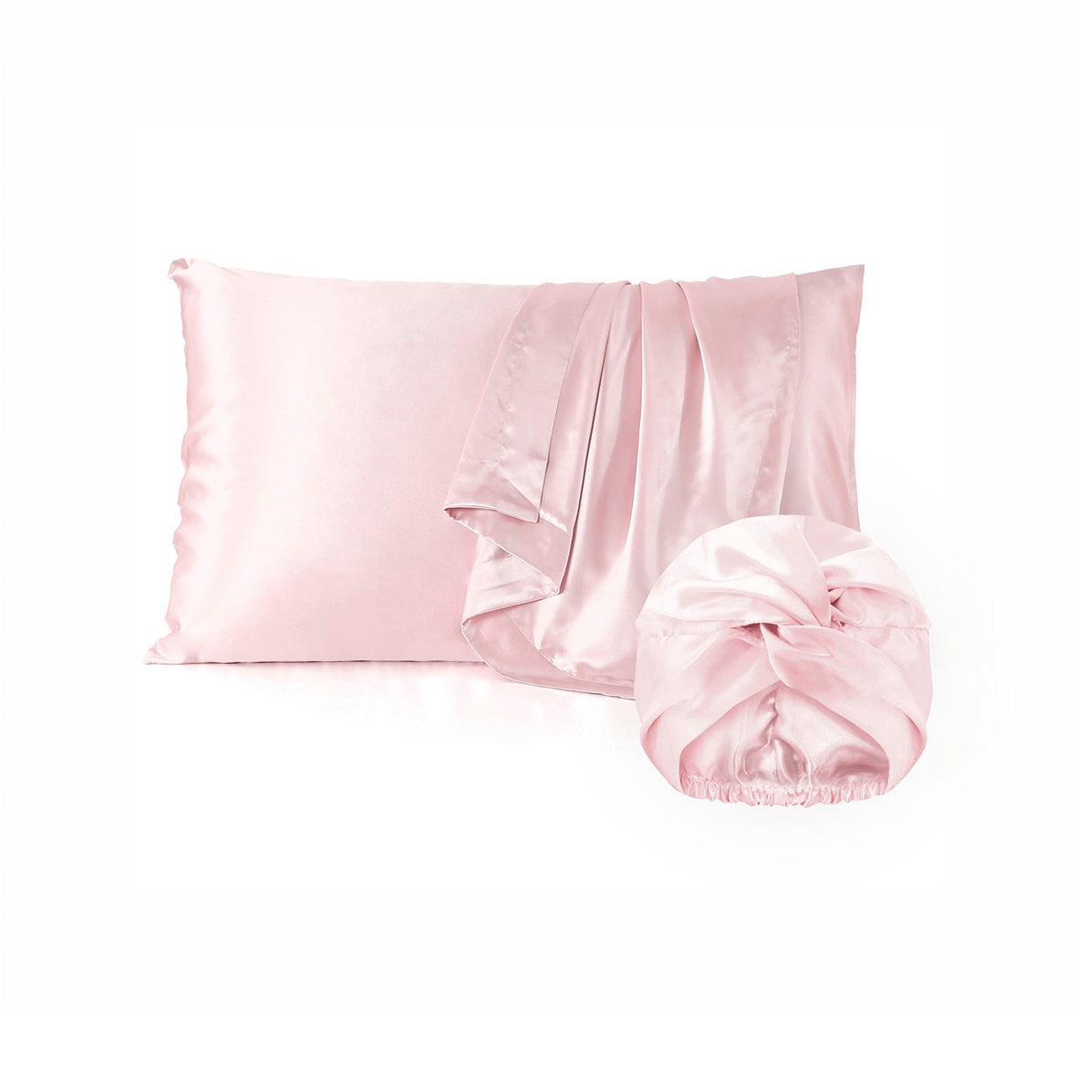 Silk pillowcase + sleep bonnet - Lunéia Light Pink