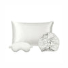 Taie d’oreiller + masque de nuit + bonnet de nuit en soie - Lunéia Blanc - PACK EN SOIE